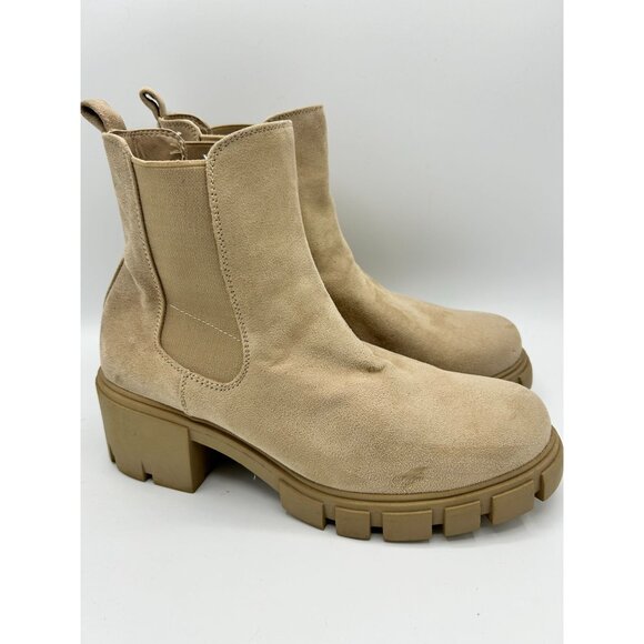 Madden Girl Womens Tessa Beige Chunky Chelsea Lug Soles Boots Size 10M - Picture 3 of 8